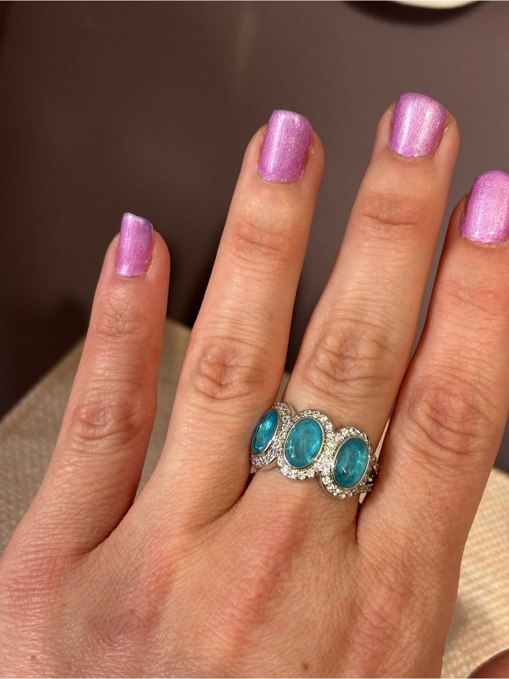 Size 10 Lab created light blue quartz ring